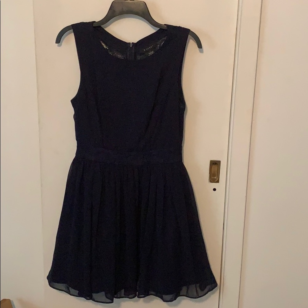 Navy Lace-Backed Minidress